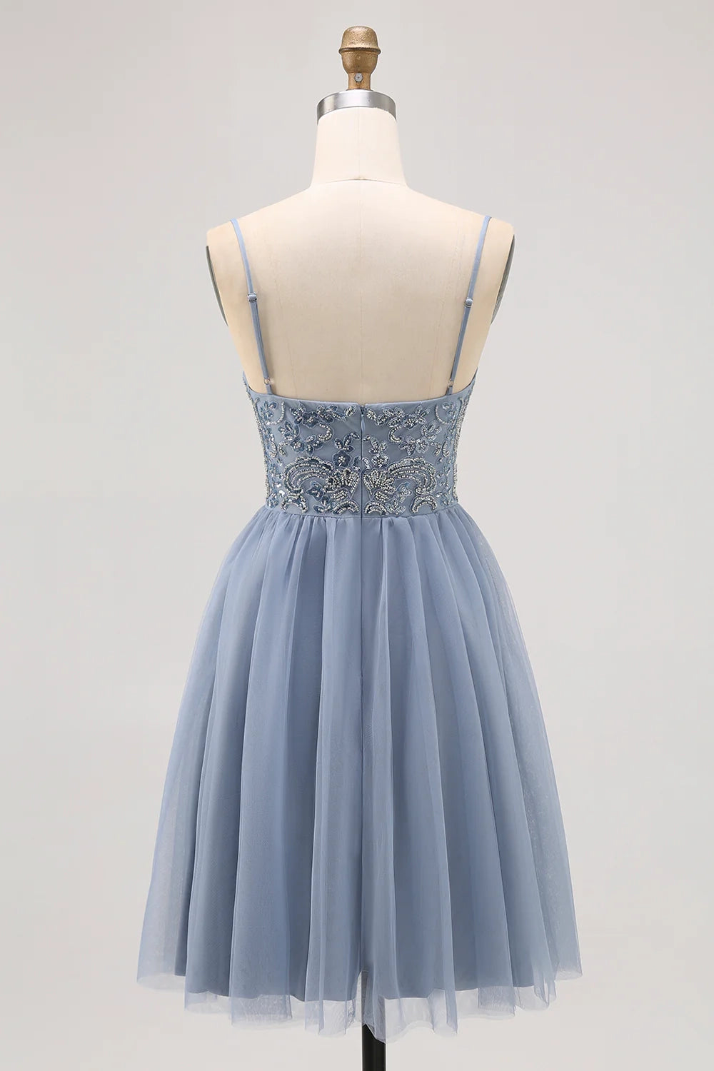DingJi Wedding Sparkling sheer A-line short bead Homecoming Dresses